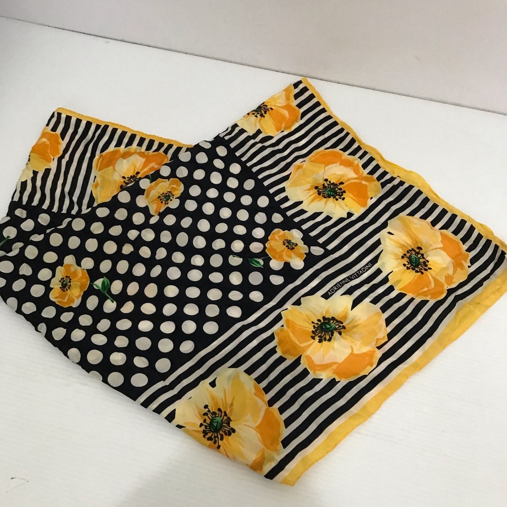 Adrienne Vittadini Floral Polka Dot Scarf 30”x30”